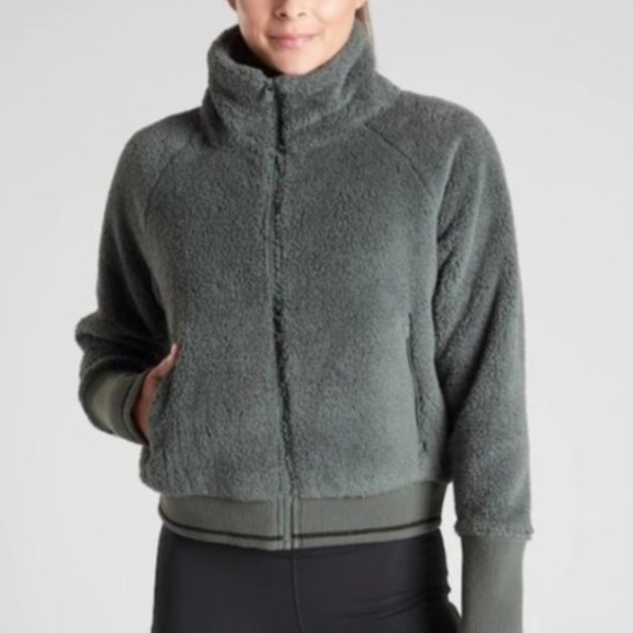 Athleta Jackets & Blazers - Athleta Tugga Sherpa Jacket Bomber Bali Green Size Small